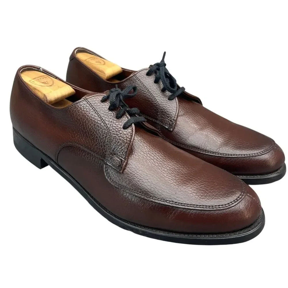 Nunn Bush Vintage Brown Pebbled Leather Norwegian Blucher Derby Shoe Men 13 B